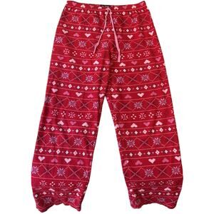 Axcess Women Sleepwear MEDIUM Red Fair Isle Fleece Soft Pajama Pants 28" Inseam